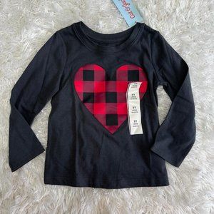 Cat & jack Toddler Girls' T shirt Long sleeve Graphic Buffalo Check Size 2T